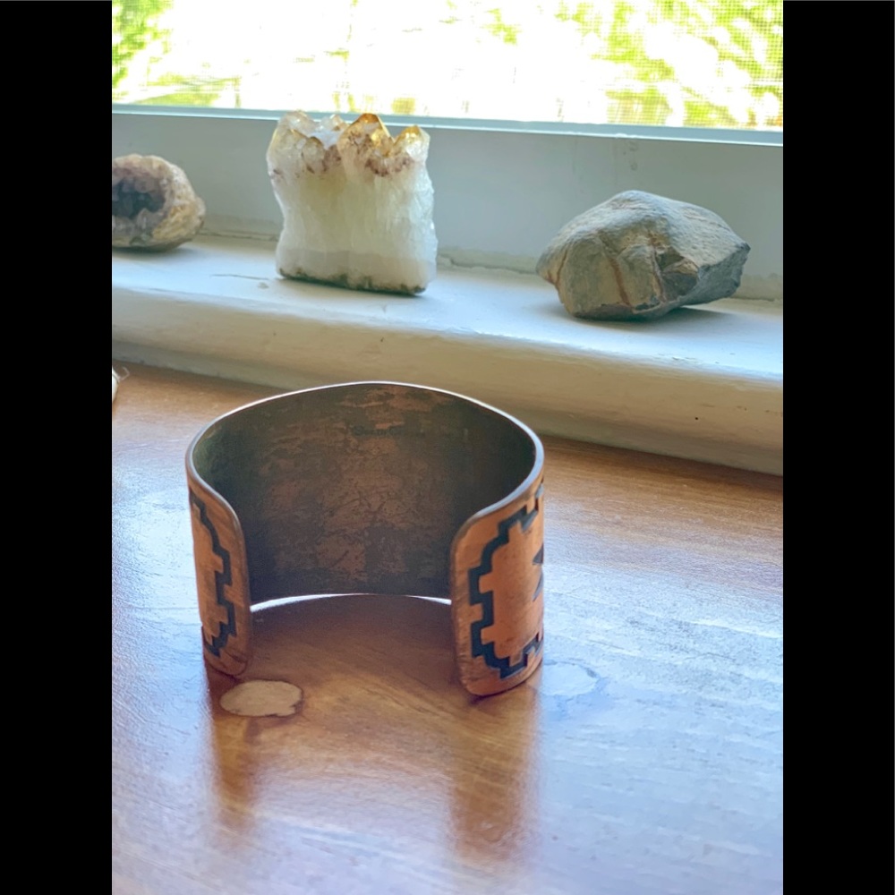 Solid Copper Aztec-Styled Bracelet Cuff - image 5